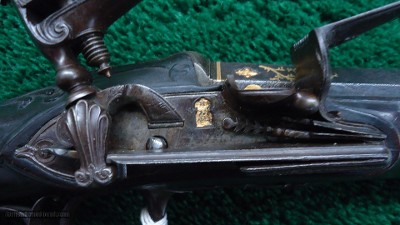 SPANISH MIQUELET GOLD INLAID AND CARVED SPORTING FLINTLOCK OF ABOUT 16 BORE - Image 7 of 21
