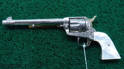 BEAUTIFUL CUSTOM ENGRAVED COLT SAA NICKEL PLATED & GOLD IN CALIBER 45 COLT - Image 2 of 16