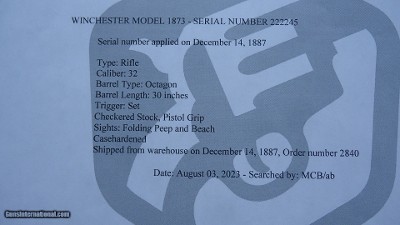 WINCHESTER MODEL 1873 DLX RIFLE IN 32 WCF - Image 19 of 25