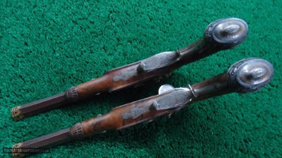 BEAUTIFUL MATCHED PAIR OF LEPAGE PERCUSSION TARGET PISTOLS IN CALIBER 52 - Image 4 of 20