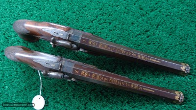 BEAUTIFUL MATCHED PAIR OF LEPAGE PERCUSSION TARGET PISTOLS IN CALIBER 52 - Image 3 of 20