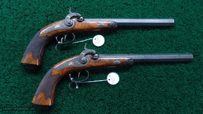 PAIR OF F. BAUERNFEIND PERCUSSION TARGET PISTOLS