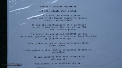 SAVAGE-STEVENS PROTOTYPE PISTOL FROM THE BAILEY BROWER COLLECTION - Image 15 of 15