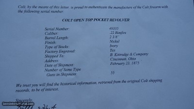 COLT OPEN TOP POCKET REVOLVER IN CALIBER 22 RF - Image 15 of 15