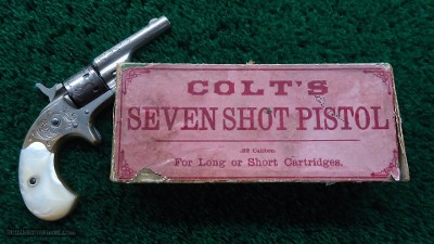 COLT OPEN TOP ENGRAVED SPUR TRIGGER REVOLVER WITH BOX IN CALIBER 22 RF - Image 15 of 15