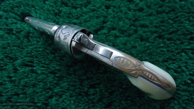 COLT OPEN TOP ENGRAVED SPUR TRIGGER REVOLVER WITH BOX IN CALIBER 22 RF - Image 5 of 15