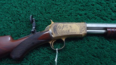 RARE ANTIQUE NICKEL AND GOLD PLATED EXHIBITION WINCHESTER DELUXE MODEL 1890 RIFLE