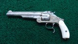 FANTASTIC SMITH & WESSON NIMSCHKE ENGRAVED CASED 2ND MODEL PRESENTATION PISTOL WITH PEARL GRIPS AND RARE SHOULDER STOCK - 3 of 25