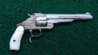 FANTASTIC SMITH & WESSON NIMSCHKE ENGRAVED CASED 2ND MODEL PRESENTATION PISTOL WITH PEARL GRIPS AND RARE SHOULDER STOCK - Image 2 of 25