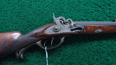 VERY NICE ENGRAVED GERMAN PERCUSSION DOUBLE RIFLE BY MORGENROTH