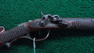ENGRAVED GERMAN DOUBLE BARREL PERCUSSION SHOTGUN