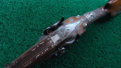 ENGRAVED GERMAN DOUBLE BARREL PERCUSSION SHOTGUN - Image 4 of 25