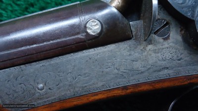 ENGLISH PERCUSSION DOUBLE RIFLE IN ABOUT 60 CALIBER BY E.E. HENNIKER - Image 9 of 25