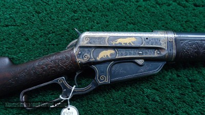 WINCHESTER MODEL 1895 FACTORY ENGRAVED GOLD INLAID IN DESIRABLE CALIBER 405