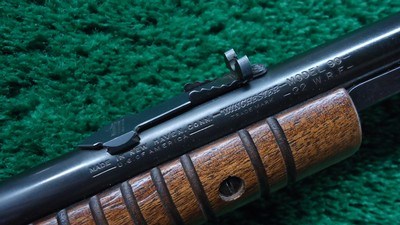 LATE WINCHESTER MODEL 90 ROUND BARREL SLIDE ACTION RIFLE IN .22 WRF - Image 11 of 22