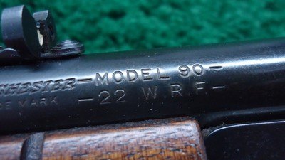 LATE WINCHESTER MODEL 90 ROUND BARREL SLIDE ACTION RIFLE IN .22 WRF - Image 6 of 22