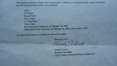 SPECIAL ORDER WINCHESTER MODEL 1873 HALF NICKEL RIFLE IN 32-20 - Image 19 of 25