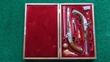 CASED PAIR OF REPRODUCTION PERCUSSION DUELING PISTOLS - 16 of 17