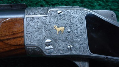 CUSTOM GOLD INLAID RELIEF ENGRAVED SHARPS BORSCHARDT MODEL1878 MID-RANGE SINGLE SHOT RIFLE - Image 8 of 25