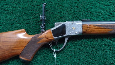 CUSTOM GOLD INLAID RELIEF ENGRAVED SHARPS BORSCHARDT MODEL1878 MID-RANGE SINGLE SHOT RIFLE