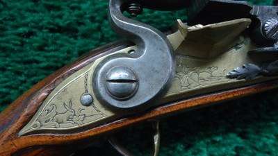ENGRAVED EUROPEAN FLINTLOCK POCKET PISTOL WITH FIGURAL “MOOR’S HEAD” CARVED POMMEL - Image 6 of 15