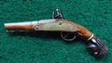 ENGRAVED EUROPEAN FLINTLOCK POCKET PISTOL WITH FIGURAL “MOOR’S HEAD” CARVED POMMEL - 2 of 15