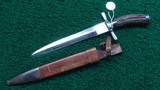 GERMAN ANTIQUE 19TH CENTURY JAEGER HUNTING KNIFE W/LEATHER SHEATH - 3 of 9