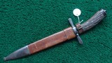 GERMAN ANTIQUE 19TH CENTURY JAEGER HUNTING KNIFE W/LEATHER SHEATH