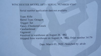 FACTORY ENGRAVED DELUXE 2ND MODEL 1873 WINCHESTER RIFLE IN 44 WCF - Image 19 of 25