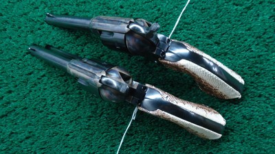 PAIR OF COLT SECOND GENERATION SINGLE ACTION ARMY REVOLVERS PRESENTED TO MARLIN EXHIBITION SHOOTER COLONEL LEON LARSON - Image 4 of 17