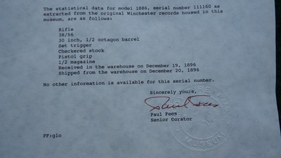SPECIAL ORDER WINCHESTER 1886 PISTOLGRIP DELUXE RIFLE WITH 30 INCH LIGHTWEIGHT PART OCTAGON BARREL - Image 19 of 25
