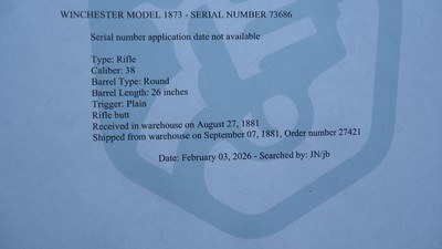 SPECIAL ORDER WINCHESTER MODEL 1873 RIFLE WITH 26 INCH BARREL IN 38 WCF - Image 18 of 24