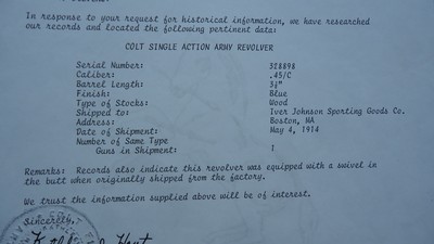 VERY NICE COLT SHERIFFS MODEL IN 45 LC WITH DOCUMENTATION - Image 14 of 22