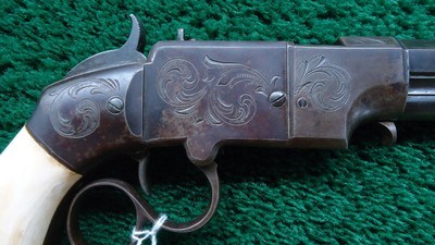 SCARCE ENGRAVED SMITH & WESSON NO. 2 LARGE FRAME PISTOL IN 41 CALIBER WITH IVORY GRIPS - Image 7 of 19