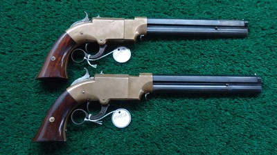 CASED PAIR OF LARGE FRAME NO. 2 VOLCANIC PISTOLS