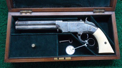 CUSTOM ENGRAVED VOLCANIC LARGE FRAME NO. 2 PISTOL WITH CASE - Image 16 of 17