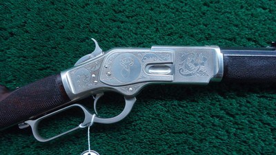 VERY FINE WINCHESTER 1873 1ST MODEL DELUXE RIFLE IN CALIBER 44-40; - Image 1 of 25