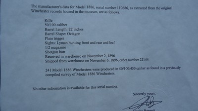 ANTIQUE WINCHESTER MODEL 1886 RIFLE IN VERY SCARCE 50-100-450 CALIBER - Image 19 of 25
