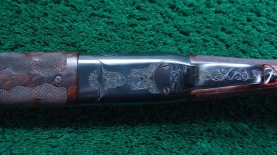 CUSTOM ENGRAVED WINCHESTER MODEL 24 SXS DOUBLE BARREL 12 GA. SHOTGUN - Image 10 of 25