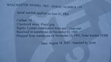FIRST YEAR WINCHESTER DELUXE MODEL 1905 S.L. SEMI-AUTO RIFLE IN 32 CAL - Image 19 of 25