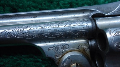 FACTORY ENGRAVED S & W DOUBLE ACTION REVOLVER IN CALIBER 38 - Image 6 of 17