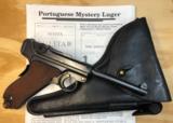 Royal Portuguese Army Contract Luger Pistol, DWM manufacturer, Model 1906, .30 Cal and Holster