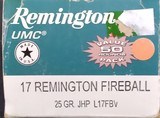 Remington UMC 17 Remington Fireball - 50 rounds factory ammo 25 gr JHP - 2 of 7