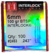 Hornady Interlock 6mm 100 gr BTSP (.243