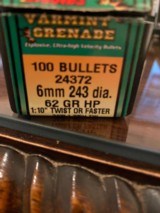 Barnes Varmint Grenade 100 bullets 24372 6mm .243 dia 62 gr HP - 1 of 3