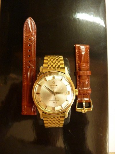 Omega Constellation w/Date 14k Gold Cap & Steel 34mm 1961 Pie Pan Dial Mens Watch