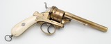 RARE AND EXQUISITE GERMAN(?) ALL BRASS LARGE FRAME PIN FIRE REVOLVER, 12MM, ENGRAVED - 1 of 12