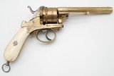 RARE AND EXQUISITE GERMAN(?) ALL BRASS LARGE FRAME PIN FIRE REVOLVER, 12MM, ENGRAVED - 6 of 12