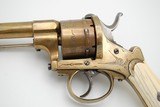 RARE AND EXQUISITE GERMAN(?) ALL BRASS LARGE FRAME PIN FIRE REVOLVER, 12MM, ENGRAVED - 5 of 12