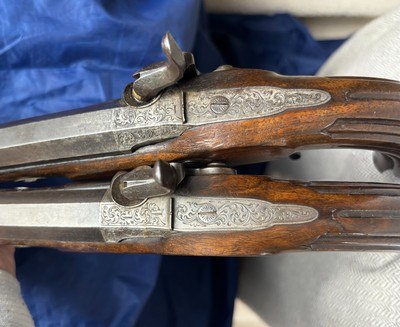 A PAIR OF FINE FRENCH PERCUSSION DUELING OR TARGET PISTOLS - Image 5 of 15